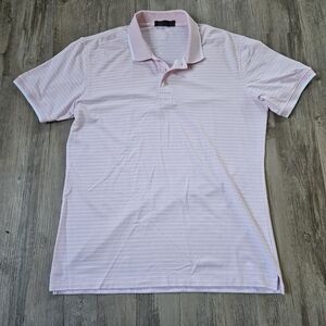 G/FORE Men's Light Pink And White Striped Golf Polo Shirt Medium Active